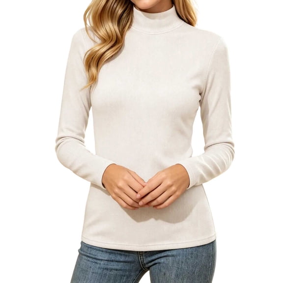 NominalSnug Fleece Lined Thermal Tops for Women Turtleneck Long Sleeve Undershirts Stretchy Slim Fit Base Layer Winter Tops