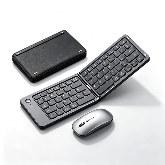 Ultra-Thin Foldable Bluetooth Keyboard, Rechargeable Wireless with 3-Device Sync, Quiet Scissor-Switches, 0.39lbs Pocket-Sized Travel Keyboard for iOS/Android/Mac/Windows