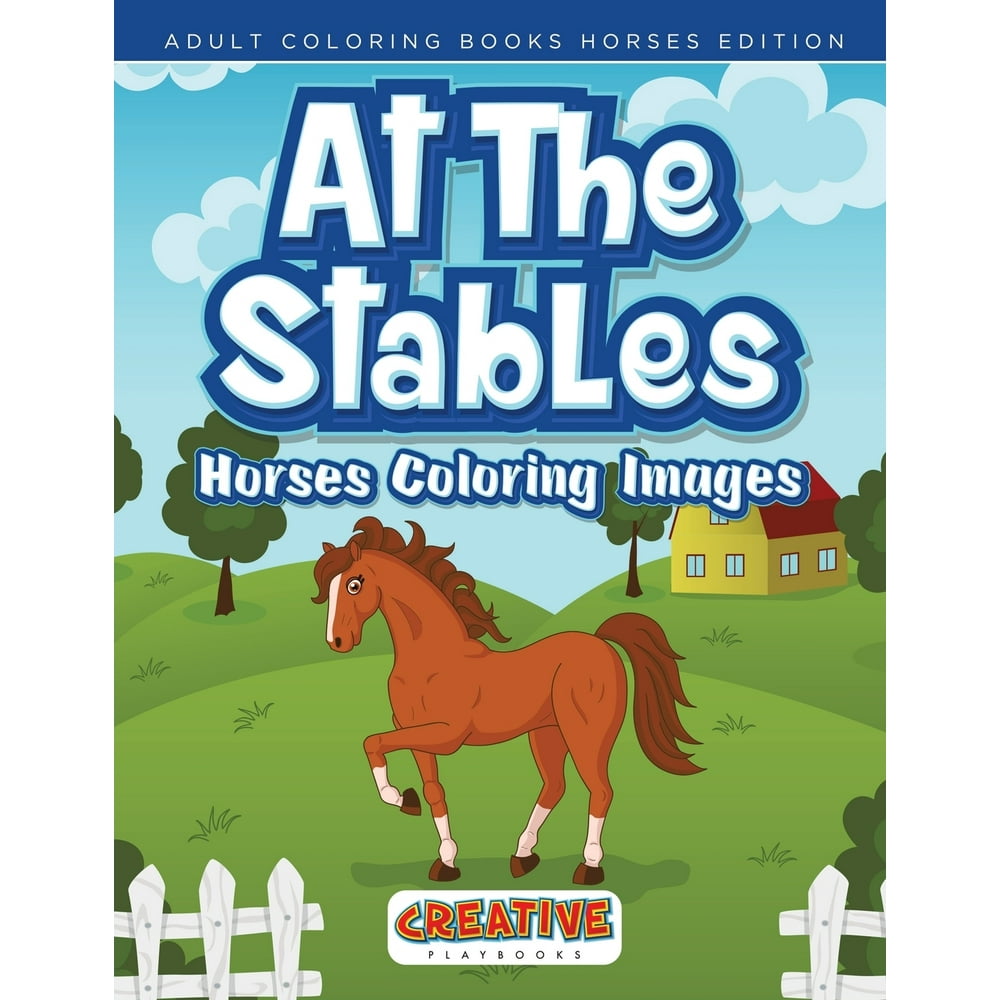 At the Stables, Horses Coloring Images - Adult Coloring Books Horses