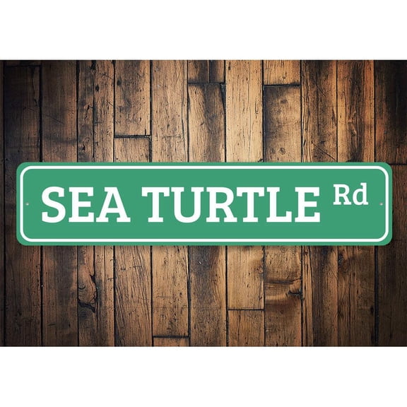 Sea Turtle Road Novelty Decor, Metal Wall Sign - 4x18 Inches