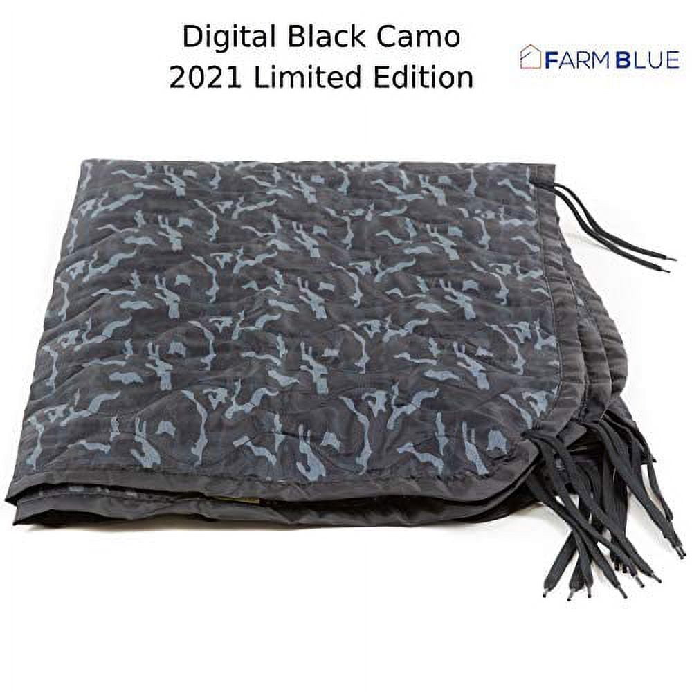 Farm Blue Camping Blankets - Light, Water-Resistant, Puffy, Travel Blanket - Camping Blanket for Hiking, Backpacking, Picnic, Beach, Car and  Sports – 82” x 57” Outdoor Survival Gear - New Black Camo