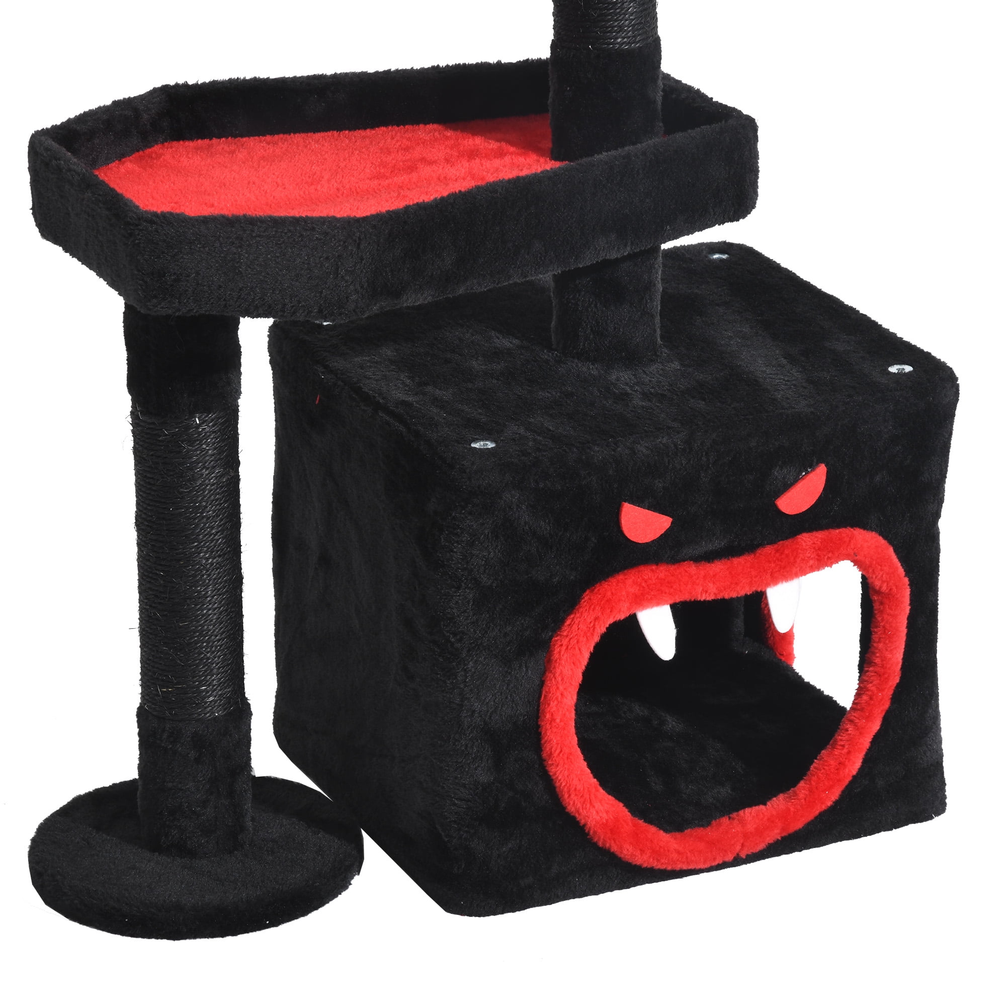 Uforic 38.5" Gothic Cat Tree ,Cat Scratching Posts Tower with Spider Hanging Ball, Scratching Post, Black Halloween