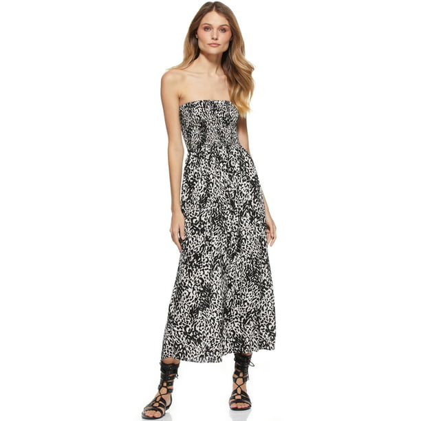 Scoop Women's Strapless Smocked Midi Dress - Walmart.com
