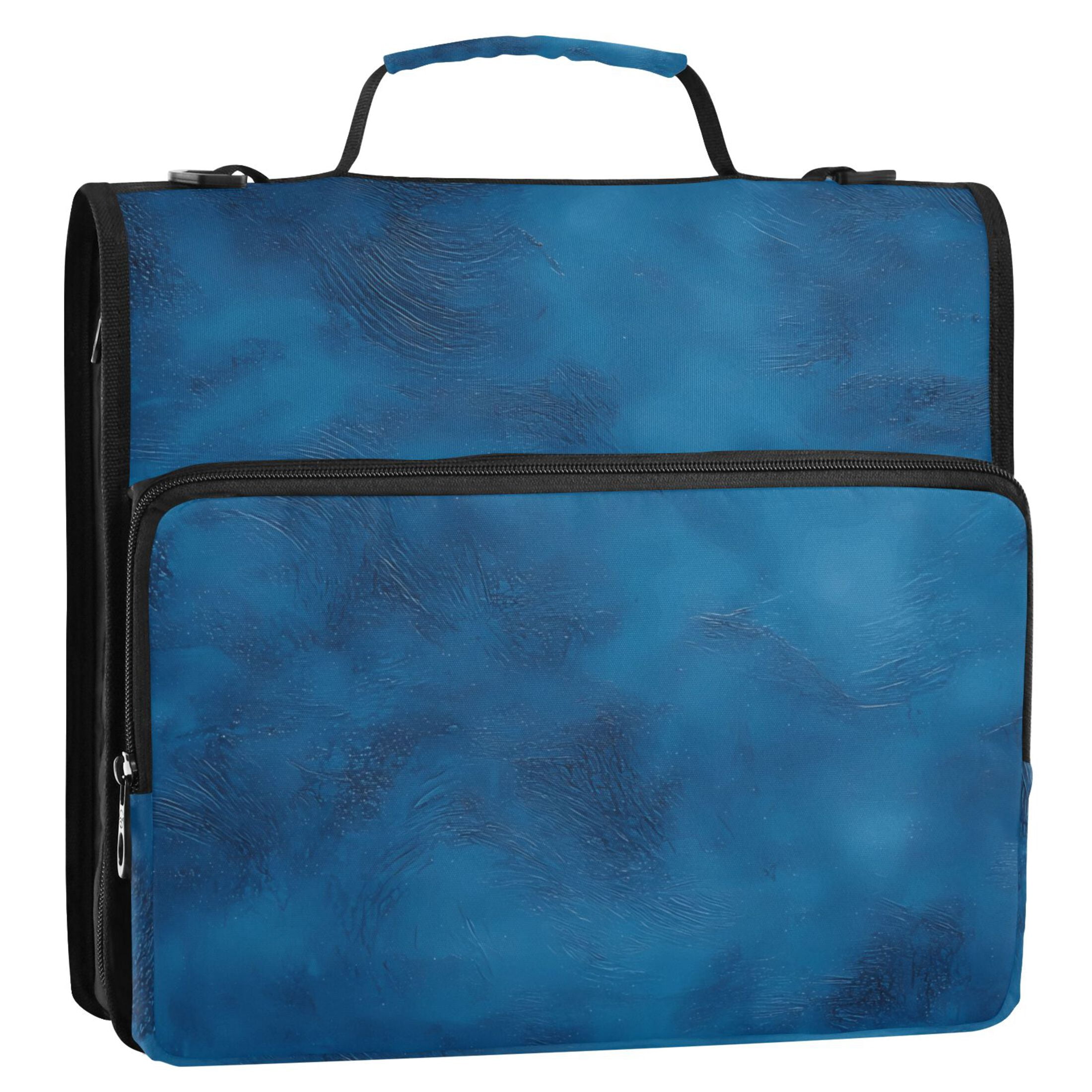 3 Ring Zipper Binder with Shoulder Strap Waterproof Trapper Keeper 2 Inch D-Ring 500 Sheets Capacity Blue Dreamy Fluffy Clouds