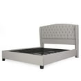 thumbnail image 2 of JERFIT Queen Upholstered Bed Frame with Wingback Headboard, Light Grey Fabric Platform Bed, Deep Button Tufted, No Box Spring Needed, Easy Assembly, 2 of 10