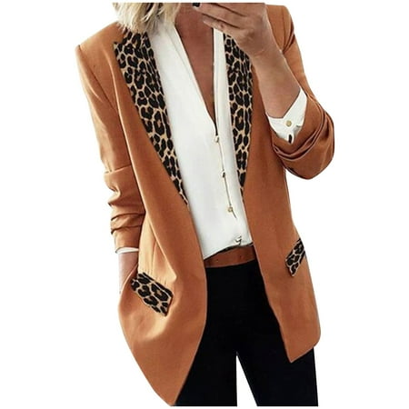 

Dezsed Women s Casual Blazer Clearance Fahion Women s Lapel Cape Leopard Notch Laple-Blazer Casual Office Suit Outwear Orange S