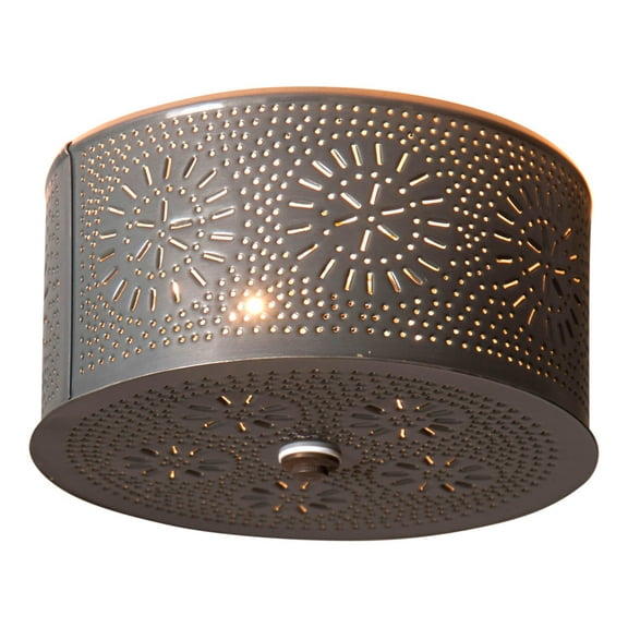 Irvins Country Tinware Irvin's Country Tinware Round Ceiling Light with Chisel in Country Tin