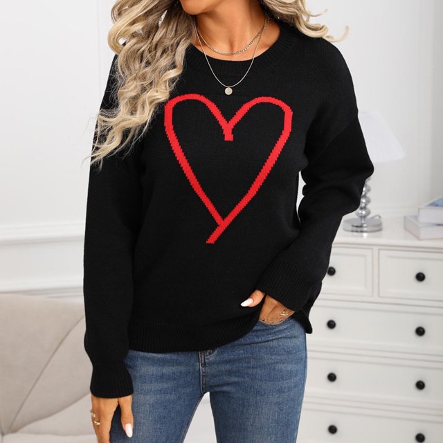 Suéter de cuello redondo para mujer, blusas estampadas de manga larga, jersey de cuello redondo, suéter de moda para mujer, top acrílico