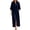 Navy, variant on Summer Stand Up Collar Slit Button Belted Long Style And Blouse Skirt