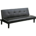 thumbnail image 3 of JERFIT Modern Armless Sofa Bed Convertible Sleeper with Tufted Back, Leatherette Upholstery & Contrast Piping for Living Room, Guest Room, Black, 3 of 5