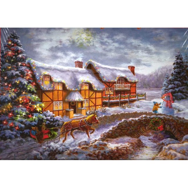 Pintura de diamante 5D Casa de nieve de Navidad Pintura de diamante 5D bordada con diamantes completos (40*30 Número de serie A0150) ER