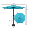 thumbnail image 3 of Patio Umbrella, 11' Outdoor Table Market Large Umbrella with 8 Steel Ribs and Crank, Water/Sand Self-Filled Umbrella Base Included, Turquoise, 3 of 8