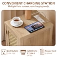 thumbnail image 3 of Joaxswe Narrow Rattan Nightstand with Charger Station, Woven Cane Door & Adjustable Shelf, Boho Wood Bedside Table for Living Room, Bedroom, Natural, 3 of 10
