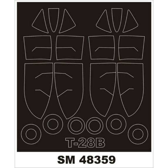 Montex Mini Mask 1:48 T-28 Trojan for Roden Spraying Stencil #SM48359