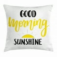 thumbnail image 1 of Motivational Throw Pillow Cushion Cover, Good Morning Sunshine Hand-Drawn Calligraphy with Sunrise Sketch, Decorative Square Accent Pillow Case, 24 X 24 Inches, Black Yellow and White, by Ambesonne, 1 of 2