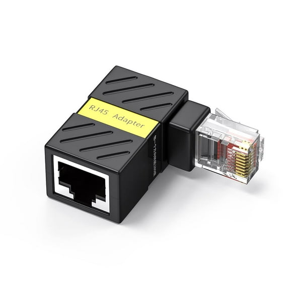 Ethernet Extender 360 Rotation 90 Degree Right Angle Network LAN RJ45 Male to Female Extension Adapter Connector for Cat5 Cat6 (RJ45 RightAngle)