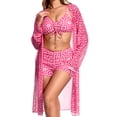 thumbnail image 5 of Cadmus Womens 3 Piece Bikini Set Geometric Print Bathing Suit Drawstring Swimsuit with Cover Ups Kimono,012, Small, 5 of 6