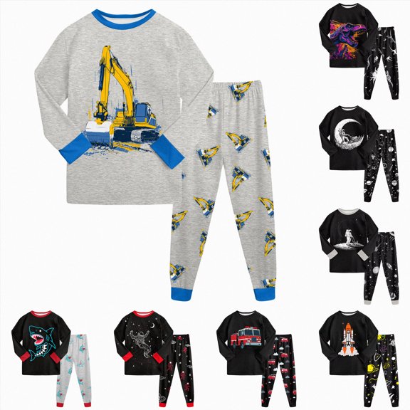 Gubotare For Kids Pjs Boy Pajama Little boy Sleepwear Cotton 100% Soft Fabric For Children Clothes (Grey, 6-7 Years)