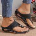 thumbnail image 5 of Lovskoo 2024 Women's Flip-Flop Slippers with Arch Support Hollow Thick-Soled Wedge Heel Casual Beach Dressy Thong Sandals Black, 5 of 7