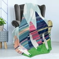 thumbnail image 4 of Travel Soft Flannel Fleece Throw Blanket, Happy Graphic with Alpaca and Folkloric Ornamental Mountains Print, Cozy Plush for Indoor and Outdoor Use, 50" x 70", Multicolor, by Ambesonne, 4 of 5