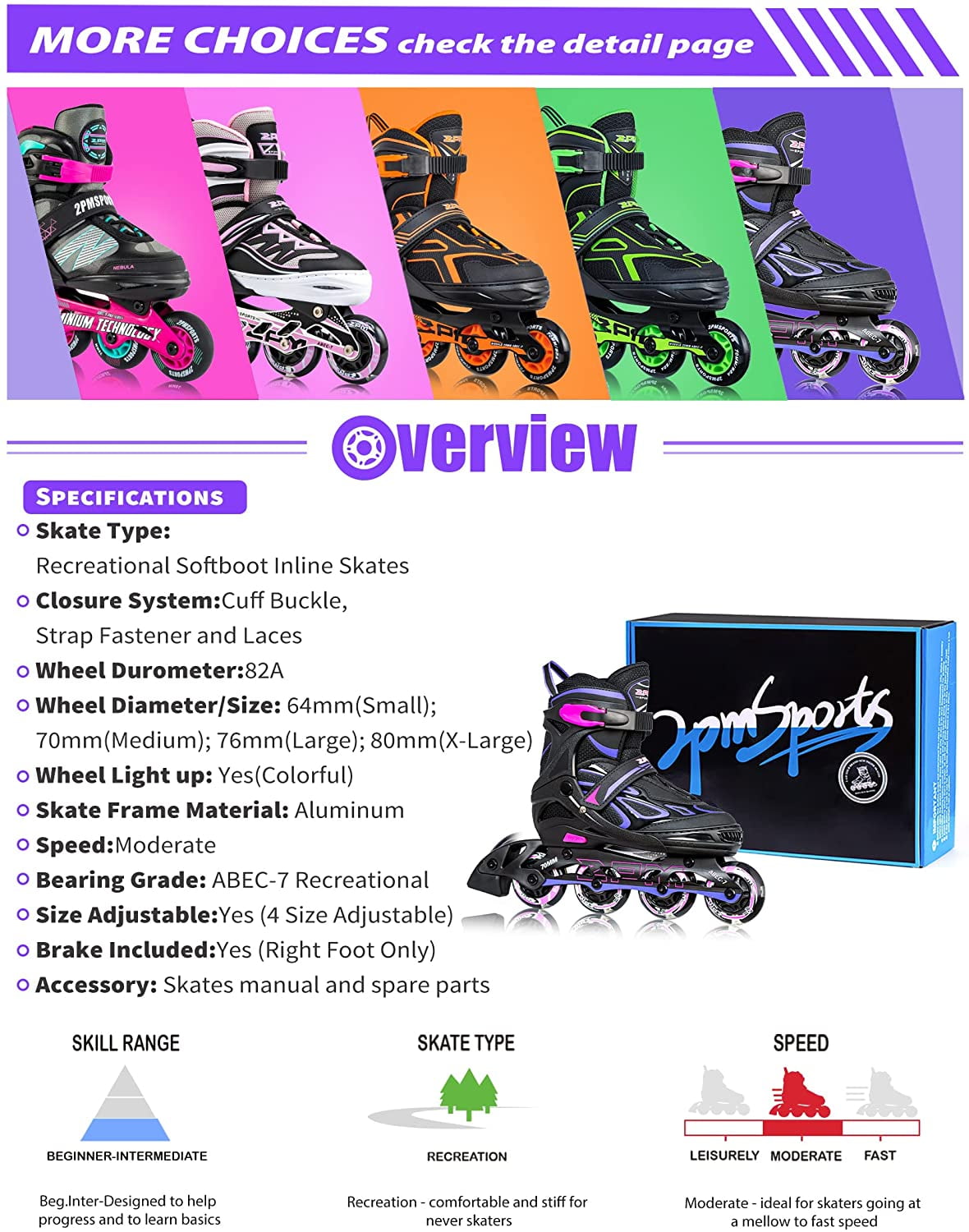 Adjustable Flashing Inline Skates, All Wheels Light Up, Fun Illuminating Skates for Kids Men Adult Women and Boys