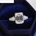 thumbnail image 4 of 13x10mm Emerald Cut and Kite Cut Lab-Created Moissanite & Diamond Three-Stone Luxury Design in Sterling Silver Engagement Ring for Women, 4 of 6