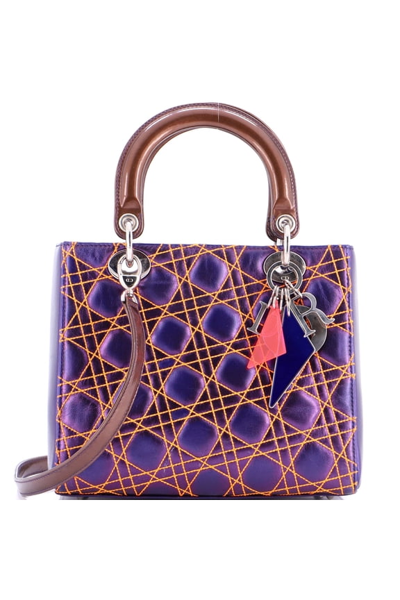 Pre-Owned Lady Dior Bag Anselm Reyle Cannage Quilt Leather Medium By Rebag