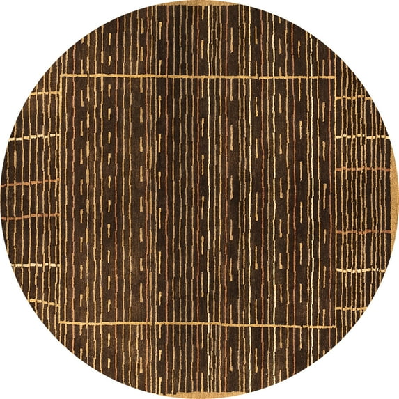 Ahgly Company Indoor Round Abstract Brown Contemporary Area Rugs, 5' Round