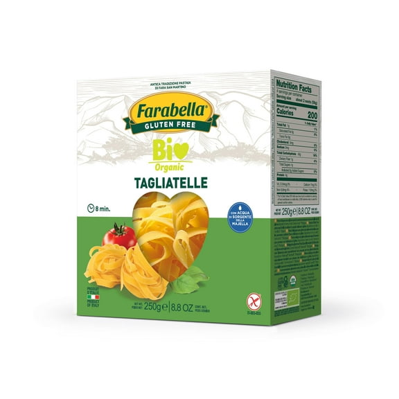 Farabella Gluten Free Tagliatelle Pasta from Italy - 8 oz, Long Flat Ribbons of Noodles from Corn & Rice - Perfect for Celiac, Vegan & Paleo Diets, Healthy & Delicious Alternative to Regular Pasta