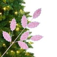 thumbnail image 4 of 30" Glitter Sprinkles Holly Leaf Spray: Pink, 4 of 4