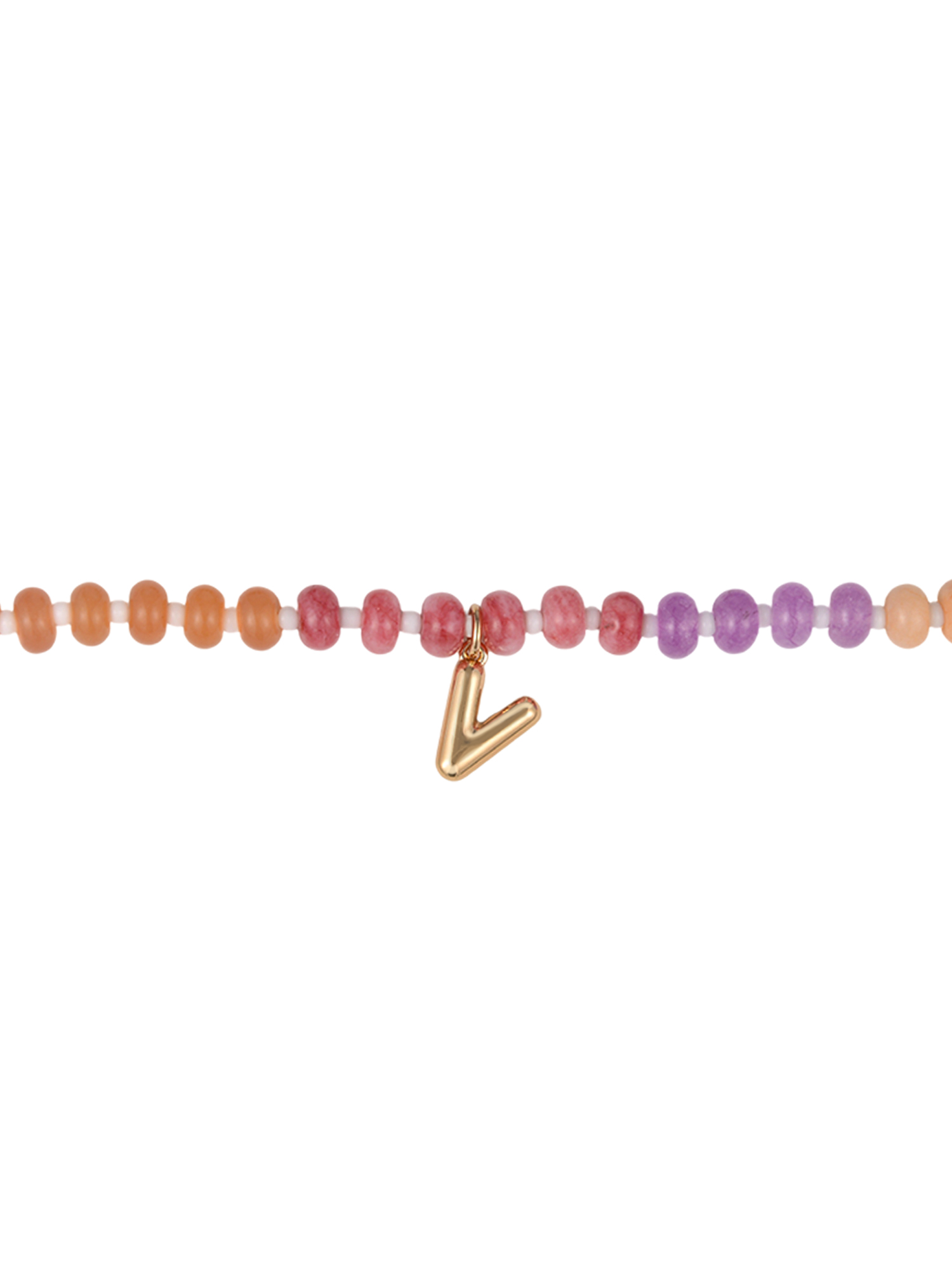 Time and Tru Goldtone Multicolored Bead Initial "V" Necklace