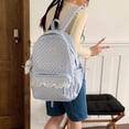 thumbnail image 4 of Sweet Polka Dot Backpacks Large Capacity Cute Lace Trim Backpack Soft Nylon Schoolbag Outdoor Travel Trip Backpack (Blue), 4 of 12