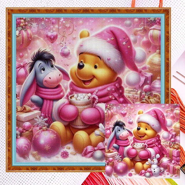 Hilo Algodón Ecológico Bordado Punto Cruz Winnie The 11CT 45x45cm