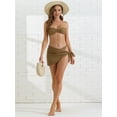 thumbnail image 5 of DARING DIVA Women's O Ring Bandeau Ribbed Bikini Set Medium Coffee, 5 of 6