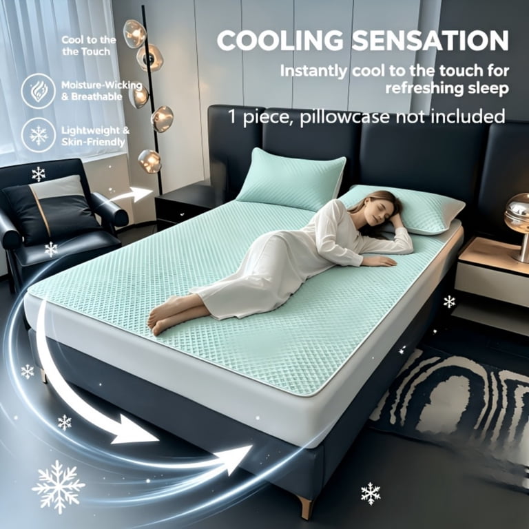 Cooling Mattress Pad, Ice Silk Cooling Mat, Breathable Summer