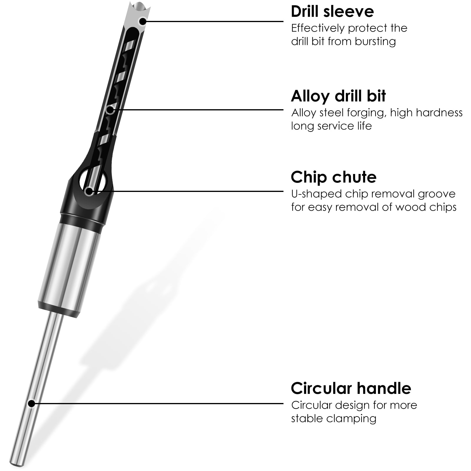 Square Hole Drill Bits 4 Pcs High Speed Steel Mortising Chisel (asshown )
