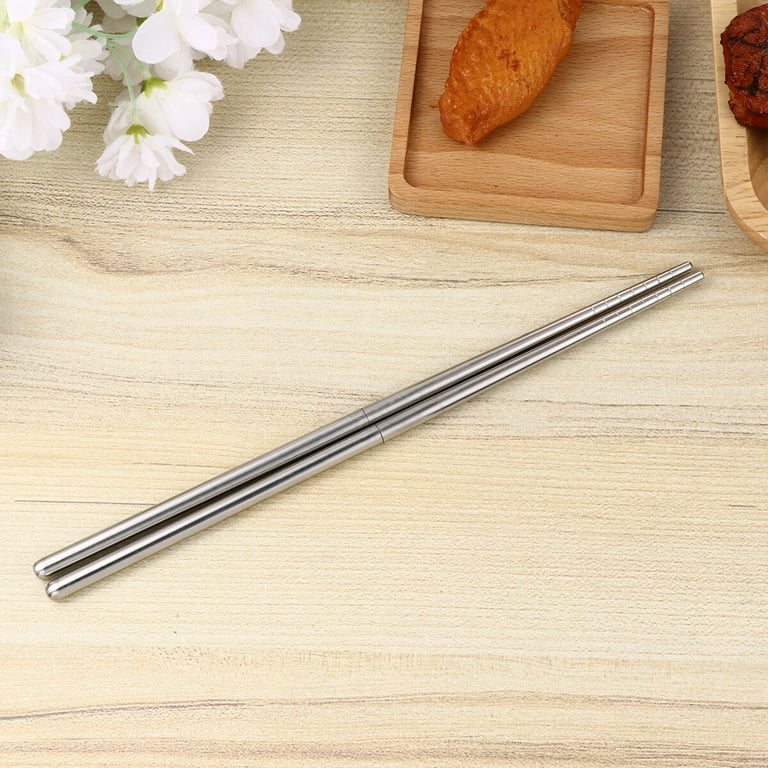 SET) Outdoor Camping Foldable Wooden + Stainless Steel Chopstick