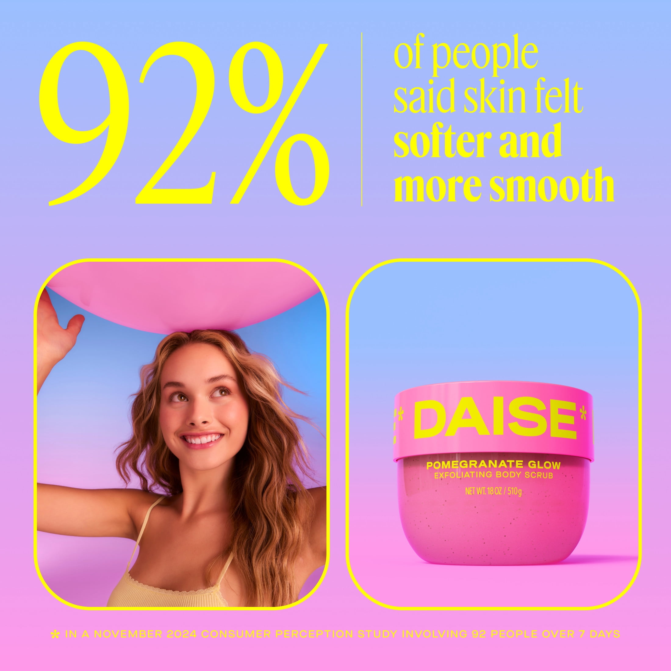 DAISE Exfoliating Body Scrub in Pomegranate Glow, For Soft Glowing Skin, 510 g