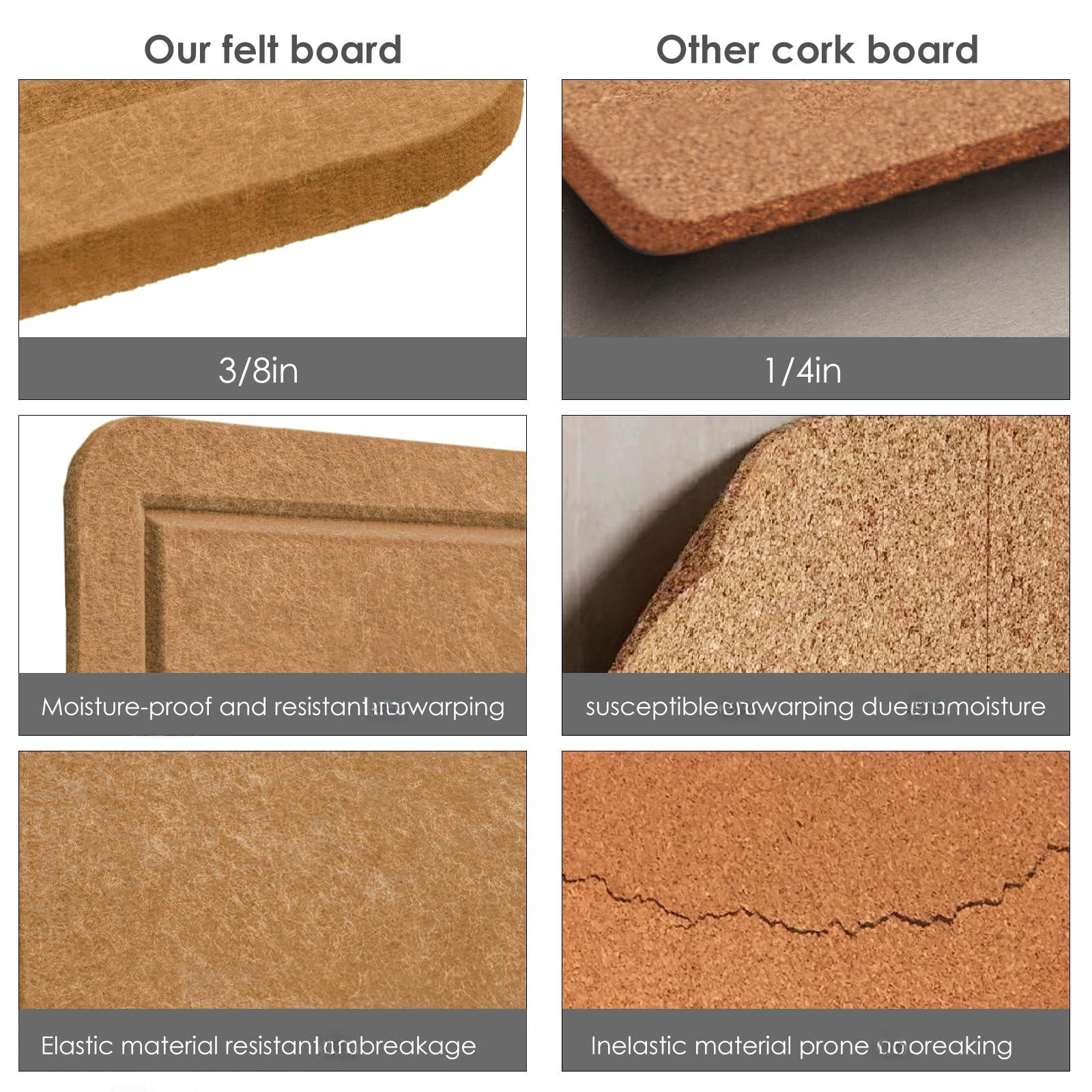 Bulletin Board  24 X 18 Inches Felt Decorative Pin Cork Alternative For Wall Foldable Photo Self-adhesive Vision Mood With 20 Pushpins - Apricot