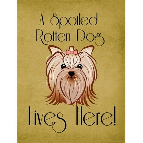 Caroline's Treasures BB1452GF Yorkie Yorkishire Terrier Spoiled Dog Lives Here Flag Garden Size , Small, multicolor