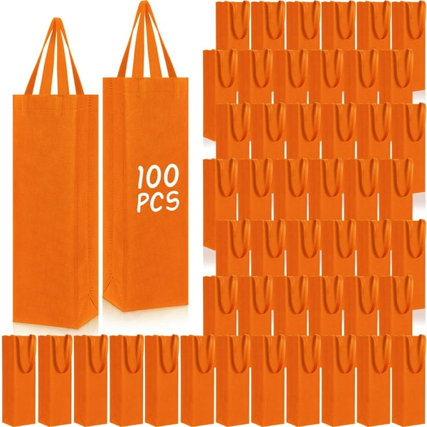 Bolsas de Regalo para Vino Windyun 100 Piezas Naranjas Reutilizables 35x9x10 cm
