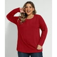 thumbnail image 5 of CASSIE LIZ Plus Size Sweaters 3X Womens Crew Neck Knit Pullover Fall Fashion Wine Red Loose Fit Winter Dressy 3XL 22W 24W, 5 of 10