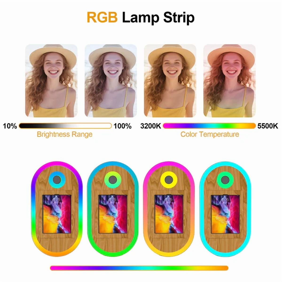 Tripod iPad DSLR Photo Booth Compatible with all Size iPad and DSLR camera Built-in RGB ring light for Parties and Weddings Events & Business