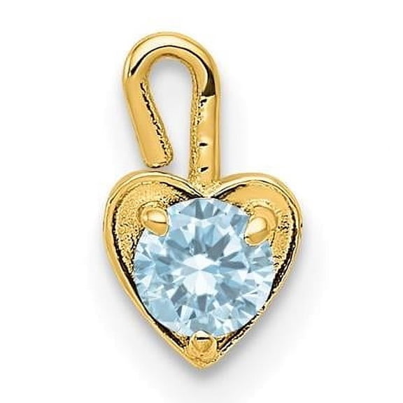 14k Yellow Gold March Birthstone Heart Charm