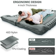 Double Camping Sleeping Pad, Inflatable Camping Pad with Foot Press, Ultralight 2-Person Camping Mat with Pillow for Camping, Hiking, Traveling, Backpacking, Tent-Grey