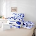thumbnail image 5 of Manfei Blue Abstract Stripes Twin Bedding Sets 7-Piece for Teens, Modern Watercolor Honeycomb Bedding Comforter Set, Artwork Sheet Sets, Ultra Soft Bedroom Decor, 5 of 7
