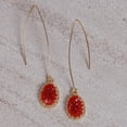 thumbnail image 3 of Humble Chic Red Druzy Earrings for Women Dangle - Burgundy Threader Drops, 3 of 9