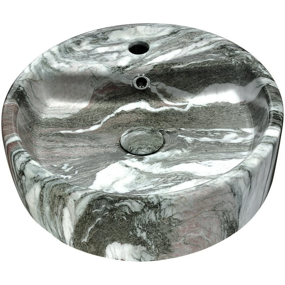 Anzzi LS-AZ254 Rhapsody 17-1/3" Ceramic Vessel Bathroom Sink - Neolith Marble