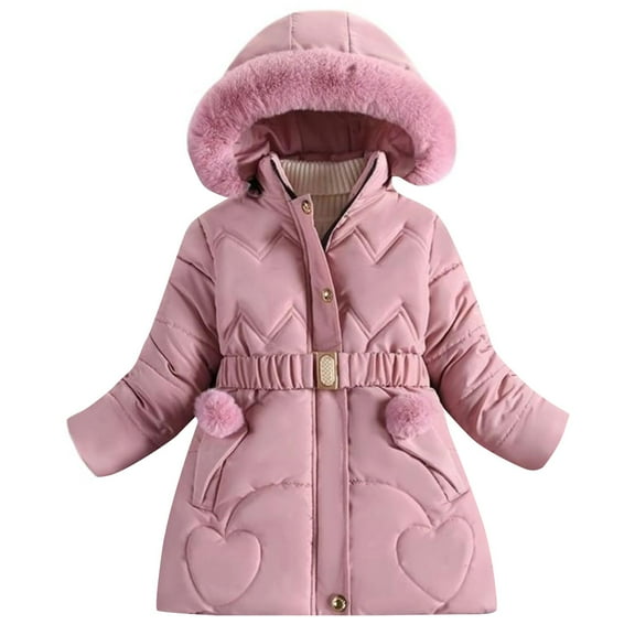 YunPes Teen Girls down Coat Kids Winter Mid Length Puffer Jacket Fleece Hooded Thick Warm Comfy Padded Jackets Windproof Outerwear