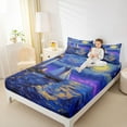 thumbnail image 4 of Feelyou Ocean Sailboat Nautical Twin Sheet Sets, Mystic Galaxy Moon Twin Fitted Sheet, Vintage Oil Printing Flat Sheet, Microfiber Bedroom Decor, 3-Piece, 4 of 7